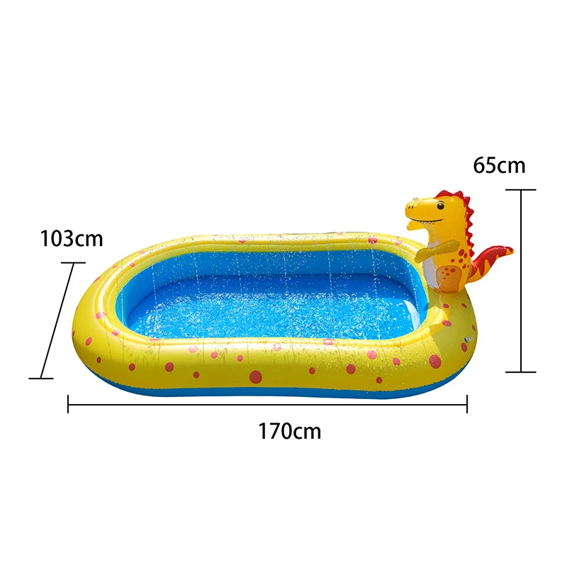 Children Swimming Pool Inflatable Spray Pool Foldable Outdoor Dinosaur Sprinkler Game Pad Kids Water Swimming Pool Baby Bathtub