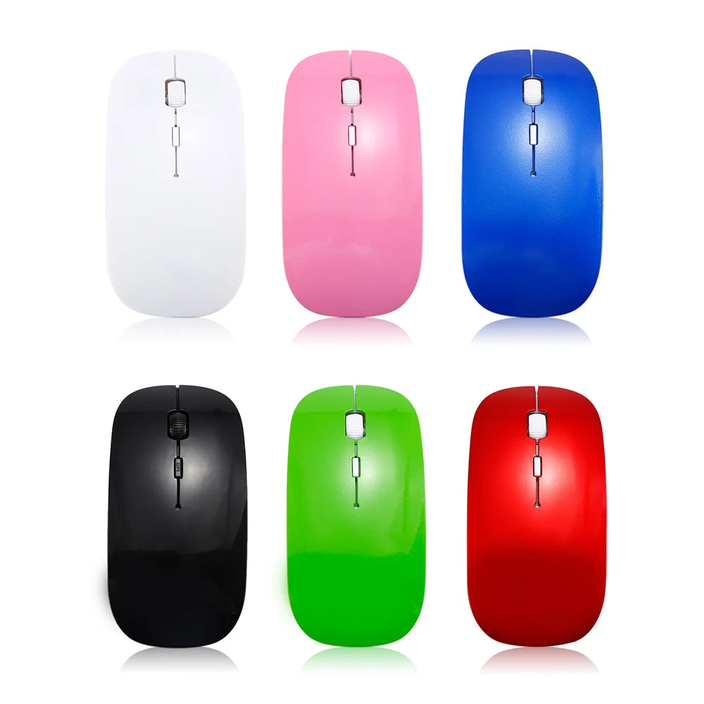 New 2.4GHz Wireless USB Mouse 1600DPI Computer Mice Ergonomically Design Ultra Slim Fashion Mouse White Black Green Red Blue