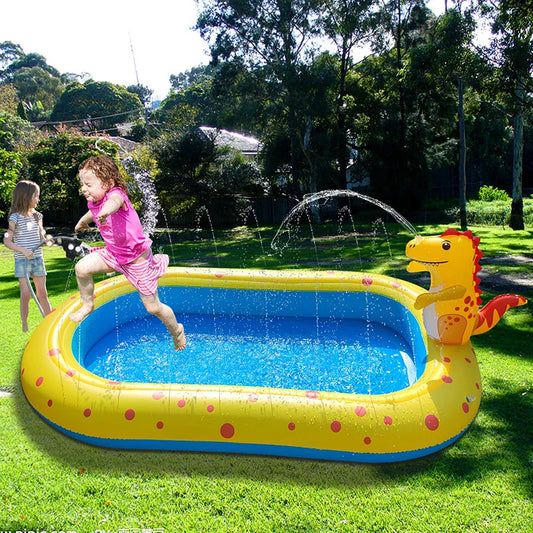 Children Swimming Pool Inflatable Spray Pool Foldable Outdoor Dinosaur Sprinkler Game Pad Kids Water Swimming Pool Baby Bathtub