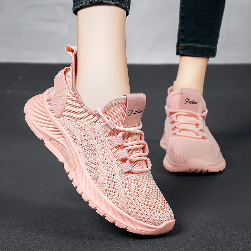 Womens Sneakers 2023 Fall Fashion Slip On Walking Shoes Lady Casual Knit Breathable Flats Tennis Shoes