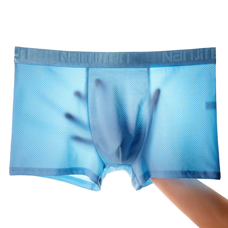 4 Bamboo Boxers Set - Ice Silk Mesh Boxer Shorts Men's Underwear Cool Underpant Breathable Sexy