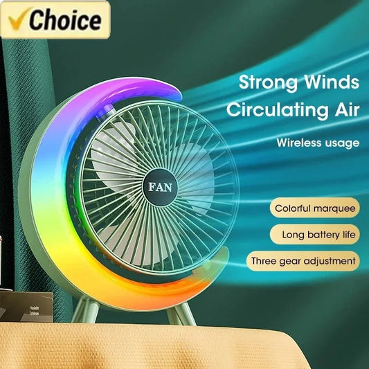 Portable Fan USB Rechargeable Fan LED 7 Colors Electric fan 180°Adjustable summer Camping fans 3 Speeds mini Fan for xiaomi Fan