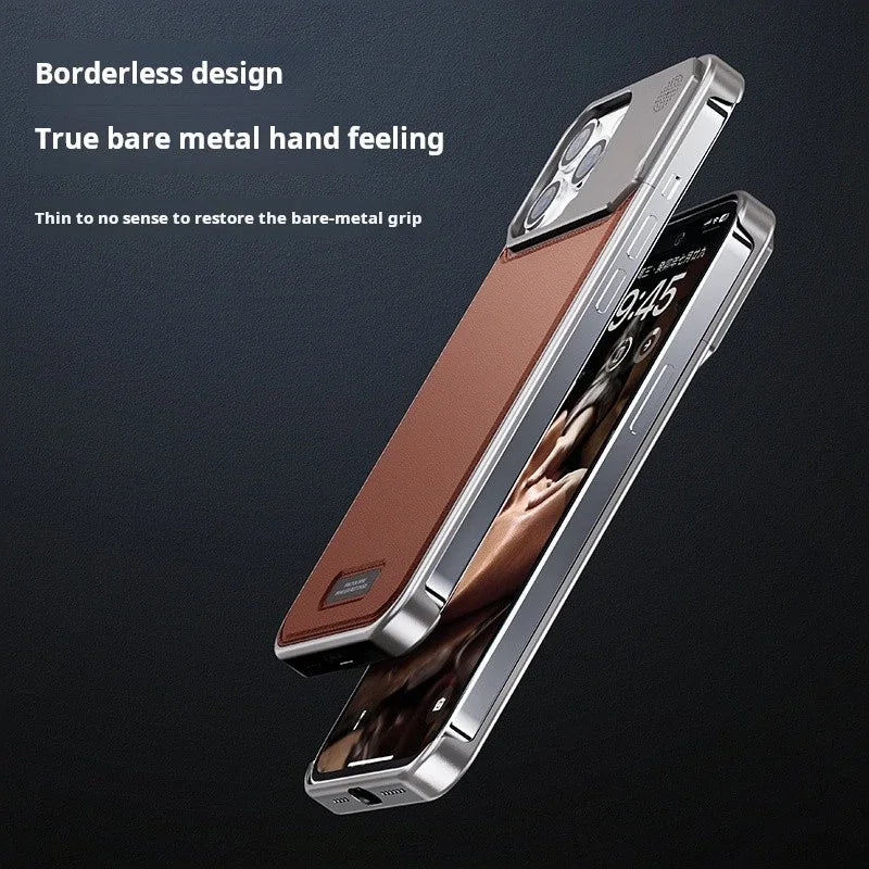 Luxury Leather Metal Phone Case For Iphone 13 14 15 Pro Max Magnetic Aluminum Fragrance Phone Cover