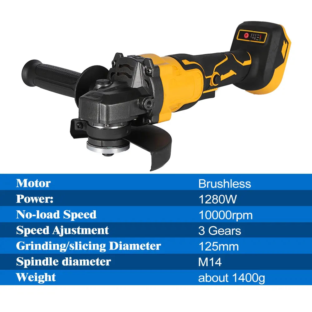 125MM M14 Brushless Electric Angle Grinder Variable Speed for Makita 18v Battery Grinder Cutting Machine