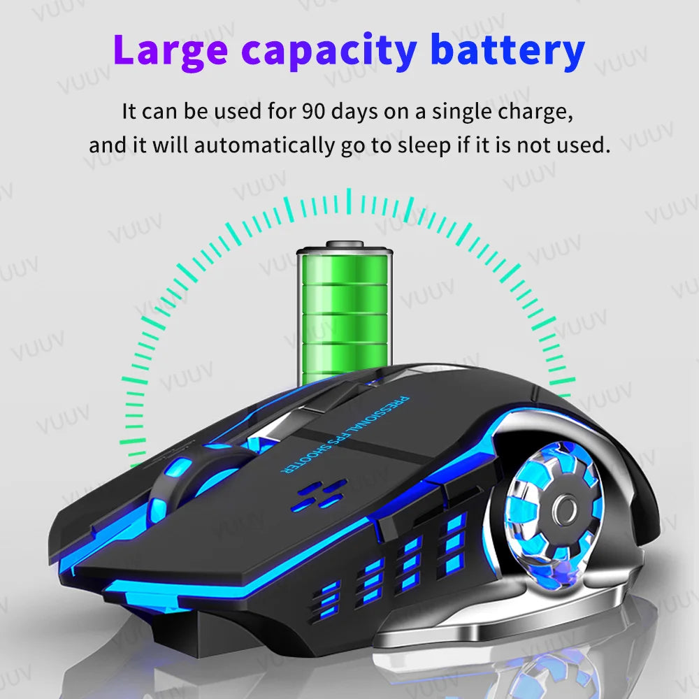 Rechargeable Bluetooth Wireless Mouse with 2.4G USB for Laptop Macbook PC Computer Backlight Gaming Mouse for iPad Tablet Phone