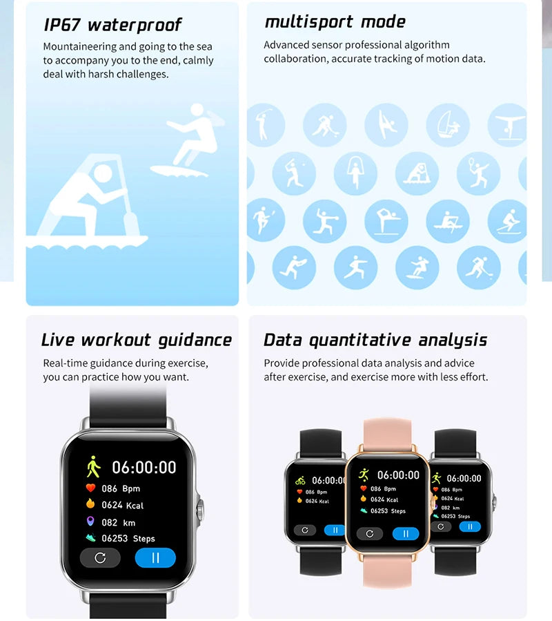 2022 Smart Watch Bluetooth Call Play Music Smartwatch Fitness Clock Digital Sports Waterproof